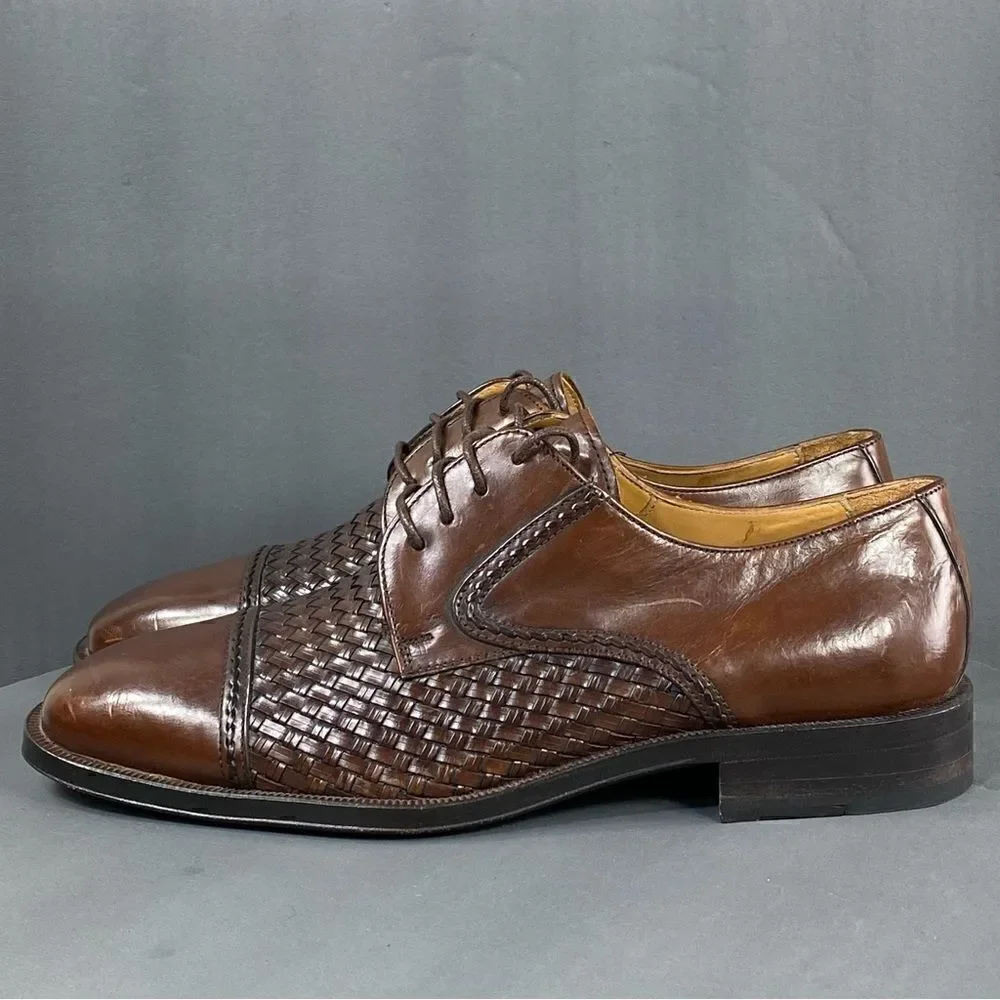 PRINCIPE Brown leather Basket Weave Oxfords mens size 9
